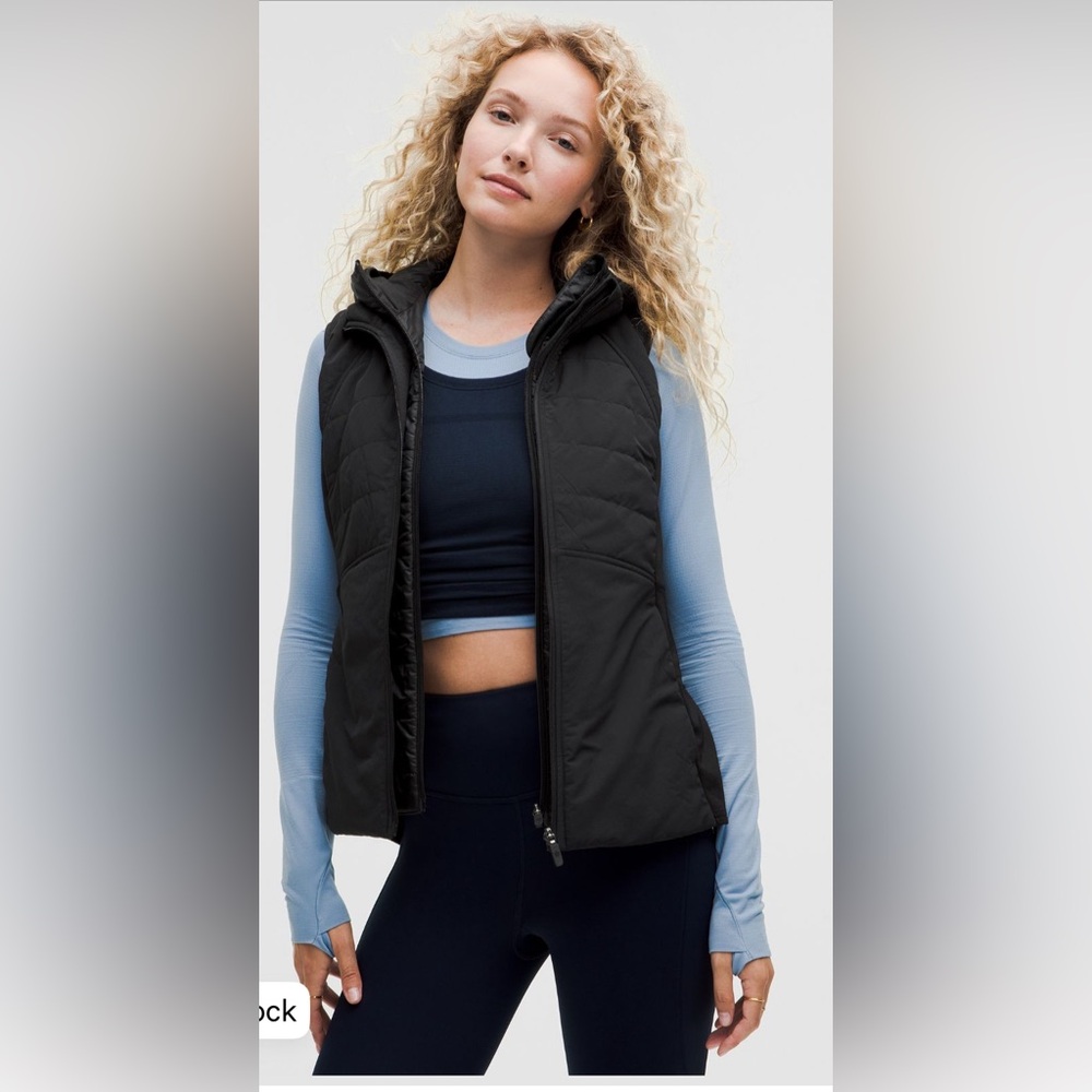 Lululemon Another Mile Hooded Full Zip Vest Sz 14 in Black! - Picture 1 of 12